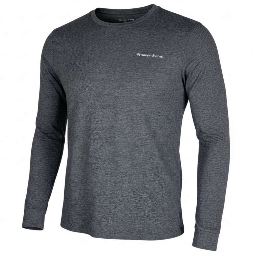 Vineyard Vines Boys XL 18 Long Sleeve Edgartown T Shirt Gray Pima Cotton Blend